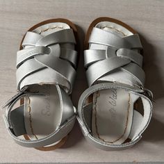 Saltwater Silver Buckle Sandals. Size 5 infant. Buckles at the ankle. Leather. New without tag - never worn Buckle Sandals, Buckle, Sandals, Silver, Leather