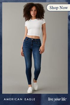 Next Level Stretch/Our softest, stretchiest, never-loses-its-shape denim/Super soft, super flexible, medium-weight denim/Limitless stretch waistband for a flattering, gap-free fit/Dark wash Casual High Stretch Medium Wash Jeans, High Stretch Denim Jeggings, Casual Style, Casual High Stretch Denim Jeggings, Mid-rise Everyday Jeggings, Versatile Mid-rise High Stretch Jeans, Versatile Mid-rise High-stretch Jeans, Versatile High-stretch Mid-rise Jeans, Versatile Stretch Dark Wash Jeans, Casual High Rise Comfort Stretch Jeggings