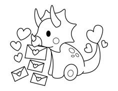 an animal with hearts on it's tail and some envelopes in its mouth