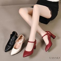 Lasaky - Luxury High-Heeled Shoe Design with Single Strap and Dark Brown Leather Upper Chic High Heels, High Heel Dress Shoes, Rough Heels, Elegant High Heels, Elegant Heels, Leather High Heels, Pointed Toe Shoes, Womens Knee High Boots, Dress Shoes Womens