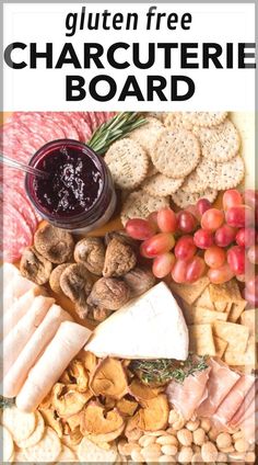 the gluten free charcuterie board is full of meats, cheese and crackers