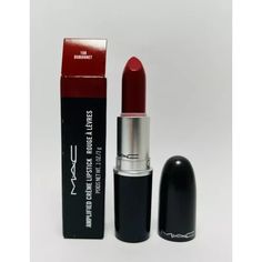 What it is: A rich lipstick featuring high color payoff. Size: 0.1 oz/3.5 g.  Color: Red. Race Makeup, Red Mac Lipstick, Streetstyle Hairstyle, Red Lip Stick, Vampy Lipstick, Dark Red Lipstick, Hygiene Hacks, Deep Red Lipsticks, Mac Lipstick Colors