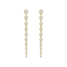 Behold these elegant, timeless diamond dangle earrings that delicately cascade in size! Make a statement with these luxurious earrings, designed to captivate and command attention. Feel the timeless elegance as the diamond sizes gracefully decrease for a stunning, classic look. This item requires appx. 1 week for assembly. 653632 Specifications Weight: 5.14 DWT (7.99 grams) Prong Count: Bezel Earring Back Type Included: Friction Backs Included Earring Type: Dangle Brand Name: Modern Brilliance C Elegant Yellow Gold Drop Diamond Earrings, Classic Diamond Drop Linear Earrings, Timeless Gold Drop Diamond Earrings, Timeless Gold Diamond Drop Earrings, Elegant Yellow Gold Chandelier Earrings With Cubic Zirconia, Timeless Diamond White Drop Earrings, Formal Long Drop Diamond Linear Earrings, Classic Long Drop Diamond Earrings In Cubic Zirconia, Timeless Diamond Dangle Linear Earrings