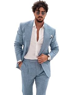 PRICES MAY VARY. 【Premium Material】:55% Linen, 45% Cotton;The fashion men long sleeve linen suits sets for beach wedding is made from light linen material,Peak lapel blazer with flap pockets design. 【Occasion】--Romantic wedding, kinds of parties,anniversary, prom,business meeting summer beach and daily work. Classic color shows your taste and make you modern and elegant.Good Gift Choice to Your Father,Friend or Boyfriend! 【How to choose Size】--XXS≈34, XS≈36, S≈38, M≈40, L≈42, XL≈44, XXL≈46, 3XL≈ Linen Suit For Men, Suits Groomsmen, Beach Wedding Groom Attire, Mens Beach Wedding Attire, 3 Piece Suit Men, Blazer Pants Set, Linen Suits For Men, Beach Wedding Groom, Groomsmen Tuxedos