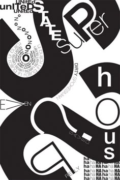 an abstract poster with black and white typograms