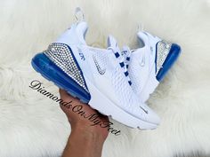 Bling Nike Shoes Blue, Nike Shoes Women Air Max 270 White, Custom Nike Air Max 270 Women, Kentucky Blue Nike Air Max 270, Nike Air Max 270 White And Blue, Nike Shoes Photo, Womens Nike Air Max 270, Bling Nike, Nike Air Max 270 White