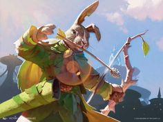 a rabbit holding a bow and arrow in its hand