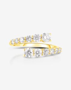 Why We Love It: Inspired by our best-selling Open Diamond Wrap Ring, 12 graduated round-cut diamonds cross over the finger creating brilliant sparkle from every angle. 14k Gold Bypass Ring With Vvs Clarity, 14k Gold Vvs Clarity Round Cut Bypass Ring, 14k Gold Bypass Ring With Vvs Clarity Round Cut, 14k Gold Bypass Ring With Diamond Accents, Formal Diamond Bypass Ring With Prong Setting, Yellow Gold Bypass Ring With Round Cut Diamond, Yellow Gold Diamond Bypass Ring With Round Cut, Diamond Bypass Ring With Vs Clarity For Anniversary, Vs Clarity Diamond Bypass Ring For Anniversary