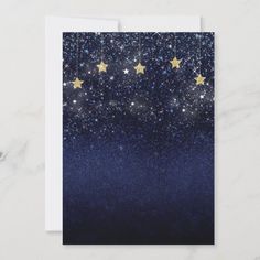 starry night sky with gold stars on blue card