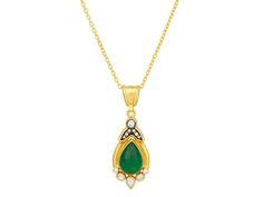 GURHAN, GURHAN Muse Gold Emerald Pendant Necklace, 15x11mm Teardrop Set in Wide Frame Gold Pear-shaped Emerald Necklace Gift, Gold Pear-shaped Emerald Gemstone Necklace, Pear-shaped Gold Emerald Necklace, Gold Teardrop Emerald Necklace, Gold Pear-shaped Drop Necklace With Gemstone, Gold Pear-shaped Gemstone Necklace, Gold Pear-shaped Hallmarked Necklace, Traditional Green Teardrop Necklace, Gold Hallmarked Pear-shaped Necklace