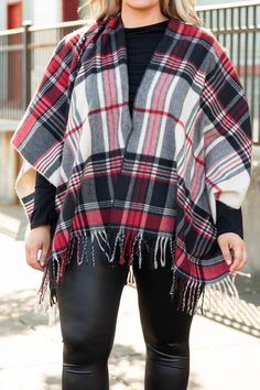 Don't overlook this poncho and miss out ! This poncho has a bold red color with a plaid pattern that is perfect for the season! Throw this poncho over a flirty dress or a cute solid top and skinnies for a casual, trendy look!
100% Acrylic Casual Plaid Poncho For Winter, Casual Red Cape For Fall, Casual Red Cape For Autumn, Plaid Winter Poncho, Winter Plaid Poncho, Shawl Outfit, Fall Trends Outfits, Flirty Dresses, Curvy Girl Outfits