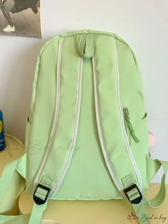 Bird in Bag - Womens Casual Lightweight Adjustable Shoulder Bag Decorative Patch Backpack, Business Work Backpack for College Bookbag, Water Resistant Green Nylon School Bag, School Satchel Backpack In Nylon, School Nylon Satchel Backpack, Rectangular Nylon Backpack For School, Green Portable Bags For Students, Green Rectangular Backpack For Back To School, Green Rectangular Backpack For School, Green Nylon Backpack For Daily Use, Nylon Bags With Zipper Closure For Study