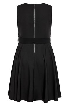 Crisp pleats stream down the bodice of this sleeveless belted dress with a fit-and-flare silhouette. Notched scoop neck Removable belt Lined 95% polyester, 5% elastane Machine wash, dry flat Imported A-line Belted Dress For Evening, Chic Belted A-line Sleeveless Dress, Fitted A-line Belted Dress For Party, Chic Belted Fit And Flare Dress, Sleeveless Belted Mini Dress For Party, Sleeveless Summer Dresses With Belt Loops, Sleeveless Spring Dress With Belt Loops, Belted A-line Dress For Date Night, Sleeveless Dress With Belt Loops For Spring