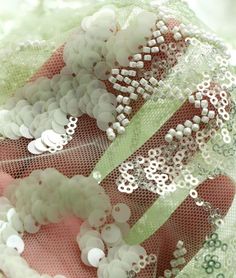 Glamorous Spring Wedding Sequin Fabric, Embellished White Sequin Fabric For Spring, Cream Sequin Fabric For Party, Cream Embroidered Sequin Fabric For Party, Emblishments Fashion, Sea Moodboard, Bubble Collection, Surface Embellishment, Beaded Fabric