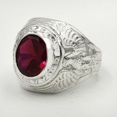 Condition: New With Tags Base Metal: Sterling Silver Main Stone Color: Red Metal Purity: 925 Parts Per 1000 Main Stone: Ruby Sizable: Yes Ring Size: 10.5 (Free Resizing If Needed) Luxury Silver Ruby Ring With Prong Setting, Formal Silver Signet Ring With Accent Stones, Classic Red Signet Ring For Formal Occasions, Silver Jewelry With Round Lab-created Ruby, Silver Ruby Ring With Round Cut Lab-created Ruby, Formal Sterling Silver Signet Ring With Center Stone, Classic Silver Round Cut Gemstones, Classic Silver Jewelry With Lab-created Ruby, Silver Jewelry With Center Stone Lab-created Ruby