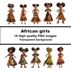 African Costume, Dress Cartoon, African Girl, Cartoon Girls, Png Transparent Background, Traditional Dress, Educational Materials, Digital Clip Art, Girl Cartoon