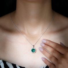 Product Details Are you the one amongst all ladies who always sets her style quotient upto the mark whether its about trendy Gemstone Pendant Necklace or a Classy Summer outfit for the fun evening parties than this Classic Solitaire Created Emerald and Moissanite Halo Pendant Necklace is the answer to all your ifs and buts. This Halo Pendant Necklace will add on charm to your overall look with its elegance and beauty and you wont get enough receiving those never ending compliments your way. So d Classic Pendant Necklace, Classy Summer Outfits, Gemstone Pendant Necklace, Lab Created Emerald, Halo Pendant, Emerald Pendant, Minimal Jewelry, Signature Jewelry, Gemstone Necklace Pendant