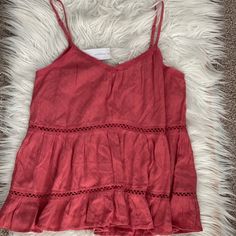 New With Tags Aeo Relaxed Loose Fitting Cami Tank Top V-Neck American Eagle Outfitters * Sleeveless * Adjustable Straps * 100% Viscose * Machine Wash * Size: Small But Can Fit Up To A Large As It’s Loose Fitting * Lace And Cut Out Details * Coral Pink Mauve Beach, Summer, Vacation, Oversized, Flowy, Spring Cotton V-neck Camisole For Brunch, Red Camisole Top For Vacation, Pink Cami Tops For Beach, Pink Cotton Camisole Top, Spring Vacation Red Camisole, Pink Cotton Tank Top For Vacation, Pink Cotton Cami Top, Pink Camisole Top For Beach, Pink Camisole Top For The Beach