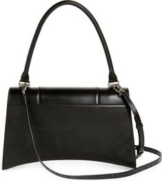 Balenciaga Medium Hourglass Hinge Leather Top Handle Bag | Nordstrom Modern Evening Bag With Silver-tone Hardware, Evening Shoulder Bag With Silver-tone Hardware And Top Handle, Sleek Leather Bag With Magnetic Closure, Black Calf Leather Flap Bag For Evening, Sleek Calf Leather Top Handle Shoulder Bag, Modern Calf Leather Bag With Magnetic Closure, Sleek Top Handle Calf Leather Shoulder Bag, Formal Black Calf Leather Flap Bag, Sleek Formal Bags With Magnetic Closure