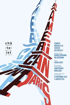 a poster with the words paris written in different colors and font, including an eiffel tower