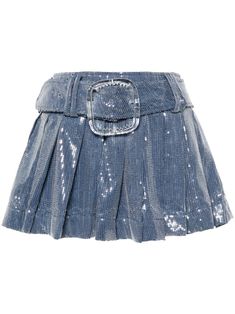 Find CHARLES JEFFREY LOVERBOY Sequin-embellished Pleated Mini Skirt on Editorialist. indigo blue cotton blend sequin embellishment belted waist fully pleated thigh-length straight hem concealed side zip fastening Mini Skirt Sequin, Blue Skirt Aesthetic, Sequence Skirts, Blue And Silver Outfits, Farfetch Skirt, Sparkly Skirts, Skirts Aesthetic, Ice Fashion, Charles Jeffrey Loverboy