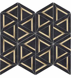 an artistic black and gold tile design