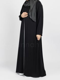 Classic Robe (Black) Elegant Black Abaya With Modesty Panel, Modest Black Abaya With Long Sleeves, Modest Black Abaya For Formal Occasions, Modest Black Long Sleeve Abaya, Modest Long Sleeve Black Abaya, Black Long Abaya, Black Abaya With Modesty Panel For Eid, Elegant Long Black Niqab, Black Long Abaya With Modesty Panel