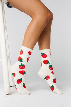 Carry the joy of summer with you in to the fall with these sweet strawberry socks! Crew socks with 5" cuff All over strawberry print Strawberry Socks, Getaway Dress, Maternity Nursing Dress, Strawberry Print, Crew Sock, Solid Color Dress, Nursing Dress, Short Dresses Casual, Maternity Nursing