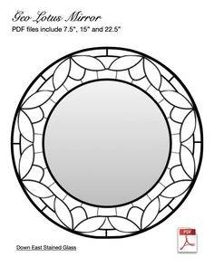 the circular mirror is shown in black and white, with an oval pattern on it