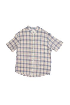 - Lightweight short sleeve button down Linen-cotton blend Blue Linen Camp Shirt For Spring, Spring Blue Linen Camp Shirt, Blue Linen Camp Shirt With Relaxed Fit, Blue Relaxed Fit Linen Camp Shirt, Blue Relaxed Fit Shirt With Rolled Sleeves, Casual Blue Linen Camp Shirt, Light Blue Cotton Shirt With Camp Collar, Blue Linen Short Sleeve Camp Shirt, Blue Summer Shirt With Rolled Sleeves