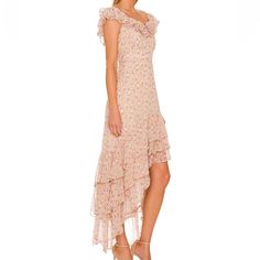 Astr The Label Women's Magnolia Ruffled High-Low Dress, Size Xs In Cream Blush Floral Dress Measures (Approx): Shoulder Seam To Shortest Hem Is 39” And To Longest Hem Is 58” In Length Purchased Dress To Wear To A Wedding But Wore Something Different And Never Returned This One, So The Dress Is New With Tags. Spring Feminine Ruffle Dress For Daywear, Spring Floral Print Midi-length Ruffle Dress, Spring Floral Print Ruffle Dress, Midi Length, Spring Floral Print Midi Ruffle Dress, Spring Daywear Flowy Ruffle Dress, Fitted Ruffle Dress For Spring Daywear, Flowy Ruffle Dress For Spring Daywear, Fitted Ruffle Dress For Daywear In Spring, Spring Feminine Maxi-length Ruffle Dress