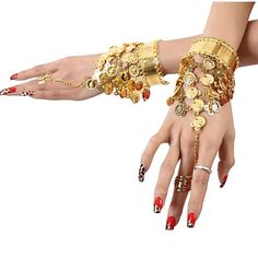 Category:Dance Accessories; Embellishment:Tassel,Coin; Season:Spring, Fall, Winter, Summer; Fabric:Metal,Sequined; Gender:Women's; Subjects:Halloween Decorations,Christmas Decorations; What's in the box:1 Bracelet; Tips:One piece per order; Quantity:1; Style:Jewelry; Occasion:Training,Performance; Length:173.5; Listing Date:12/30/2014; Size chart date source:Provided by Supplier.; Base Categories:Dance Dresses, Skirts  Costumes,Activewear,Clothing,Apparel  Accessories; Special selected products: Fortune Teller Costume Diy, Fortune Teller Costume, Egyptian Accessories, Belly Dance Accessories, Dance Accessories, Modern Bracelets, Coin Bracelet, Bangle Ring, Tassels Fashion