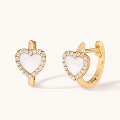 Small Pave Outline Gemstone Heart Huggies - Sparkle Society Heart-shaped Yellow Gold Huggie Earrings For Anniversary, Yellow Gold Heart Huggie Earrings For Anniversary, White Gold Huggie Jewelry For Valentine's Day, Valentine's Day White Gold Huggie Jewelry, 14k Gold Huggie Earrings For Valentine's Day, Yellow Gold Huggie Earrings For Valentine's Day, Valentine's Day 14k Gold Huggie Earrings, White 14k Gold Huggie Earrings, Dainty Yellow Gold Huggie Earrings For Valentine's Day