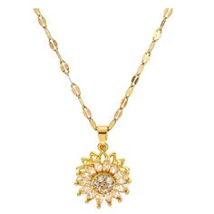 PRICES MAY VARY. Material: High grade gold plated 24K and titanium cubic zirconia, hypoallergenic, lead-free for any sensitive skin, the picture is the same as the real necklace, no color difference. A great accessory to your or as an appropriate gift for your Lover, Girlfriend, Wife, Mother, Daughter, Sister, Fiancee, Couple, Valentine or Best Friend,etc Packing: High-grade flannel bag with plastic sealed bag, suitable for gifts or personal use Guarantee: Provide 100% satisfaction and money-bac Necklaces Amazon, Sunflower Necklace, Gold Plated Necklace, Gift List, Necklace For Women, Mother Daughter, Pay Attention, High Grade, Sensitive Skin