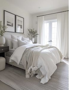 Simple Neutral Bedding, Neutral Small Bedroom Ideas, Small Neutral Bedroom Ideas, Grey Neutral Bedroom, Clean Modern Bedroom, Guest Bedroom Ideas Modern, Neutral Bedroom Ideas, Gray Bedroom Walls, Timeless Bedroom