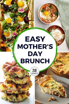 easy mother's day brunch collage with eggs and other breakfast foods