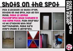 an advertisement for shots on the spot with images of different objects and text that reads shots on the spot