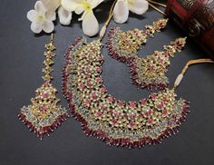 Very beautiful handmade rajwari necklace set which add extra glow in you look. Diwali Gift Chandbali Lehenga, Eid Gift Kundan Bridal Sets, Kundan Temple Necklace For Eid, Ceremonial Kundan Bridal Sets With Pallu, Traditional Kundan Bridal Sets For Eid, Ceremonial Kundan Bridal Sets With Meenakari, Ceremonial Meenakari Kundan Bridal Sets, Kundan Necklaces For Ceremonial Eid, Ceremonial Kundan Necklaces For Eid