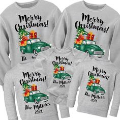 Family Christmas 2021. Matching Family Christmas Sweatshirts. Christmas Car. Car Ugly Sweaters. Gift. Christmas Photo Outfit. Family Shirts. https://etsy.me/3zVfXxq #gray #christmas #matchingsweatshirts #familychristmas #kidssweatshirt #unisexsweatshirt #toddlersweatsh Toddler Ugly Christmas Sweater, Family Christmas Sweatshirts, Christmas Photos Outfits, Family Sweatshirts, Tacky Sweater, The Millers, Christmas Bodysuit, Name Shirts, Christmas Party Outfit