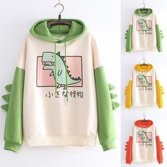 Kawaii Sweatshirt, Cos Tops, Casual Kimono, Kawaii Fashion Outfits, Casual Long Sleeve Shirts, Winter Sweatshirt, Sweatshirt Women, Anime Hoodie, 가을 패션