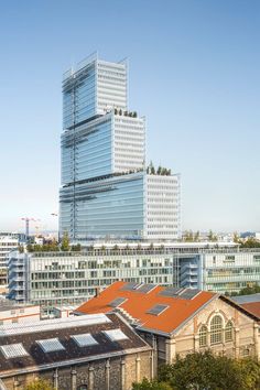 the buildings are all very tall and have many windows