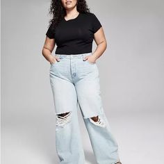 Faded Jean, Baggy, Plus Size, Distressed. I Absolutely Love These Jeans, I Just Ended Up Getting A Different Size. They’re So Comfortable And Perfectly Baggy, Even If You Have Bigger Thighs Like I Do! Ripped Wide Leg Jeans, Jean Wide Leg, Jean Baggy, Macy Gray, Skater Jeans, Cotton Jeans, Jeans Online, Matching Family Outfits, Family Outfits