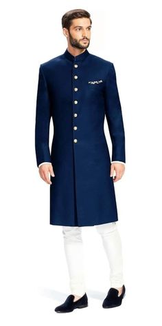 💥 Men's Blue Sherwani for Groomsmen Dress Wedding Wear Slim Fit Sherwani ✿The Sherwani Suit is fully created with 100% High-Quality imported fabric. ✿Material: Imported ✿Colour: Blue ✿Collar type: Mandarin  ✿Sherwani with Churidaar Pyjama  ✿Package contents: 1 Achkan + 1 Churidar/ Trouser Pyjama ✿Wash Care Instruction : Dry-Clean Only 🔲 CUSTOM ORDER 🔲 Please fill this Size Form with all the measurement details for your Order. We have an Easy DIY Measurement Toolkit to help you understand and carry out the whole measurement process in simple steps. You can fill this before/ after placing your order with us. (Kindly find the measurement form attached with this. *Its best if you can provide the customised sizes for your order to make a perfect fit suit:- *1 Jacket Length (From top of Shoul Engagement Dress For Men, Blue Sherwani, Wedding Dresses Men, Mens Indian Wear, Wedding Kurta For Men, Groom Dress Men, Wedding Dresses Men Indian, Indian Groom Wear, Wedding Kurta