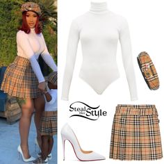 Cardi B Clothes, Cardi B Style, Cardi B Outfits, Burberry Outfits, Rihanna Outfits, Steal Her Style, Burberry Outfit, 2000 Fashion, Clueless Outfits