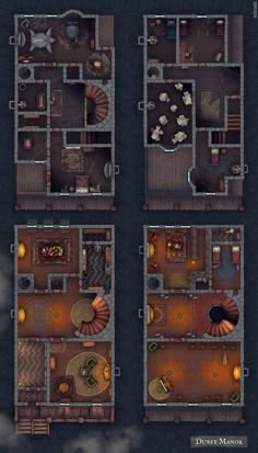 the floor plan for an old - fashioned house with three floors and two staircases