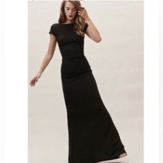 Nwt. Gorgeous Dress. Bought For Black Tie Event And Decided To Wear A Different Dress. True To Size. Black Fitted Maxi Dress With Short Sleeves, Fitted Black Maxi Dress With Flattering Silhouette, Black Bridesmaid, Katie May, Black Bridesmaids, Anthropologie Wedding, Black Bridal, Black Bridesmaid Dresses, Wedding Dress Trends