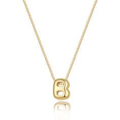 PRICES MAY VARY. 𝐒𝐈𝐙𝐄: Initial B necklace length:16.5"+2" , Bubble letter charm: about 0.31”*0.39”, With 1.0mm wide box chain, Simple and stylish！ 𝐎𝐂𝐂𝐀𝐒𝐈𝐎𝐍: Add this dainty initial necklace to your jewelry collection，It can be worn alone or layered with other necklaces for most everyday outfits. 𝐌𝐀𝐓𝐄𝐑𝐈𝐀: This dainty gold necklace is made of 14K gold plated to ensure a long without faded, that is nickel free, lead free, and hypoallergenic. 𝐀𝐒 𝐀 𝐆𝐈𝐅𝐓: Choose your own gold Gold B Necklace, Gold Necklace For Personalized Gift With Letter Shape, Gold 14k Gold-filled Initial Necklace Gift, Personalized Initial Necklace In 14k Gold-filled, Personalized Gold Letter Print Necklace, B Necklace, Name Choker, Gold Letter Pendants, Necklaces Dainty