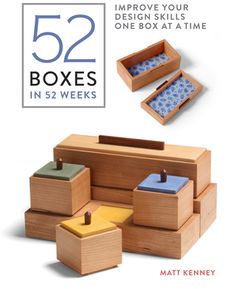 What do you get when an accomplished woodworker and senior editor of Fine Woodworking magazine sets himself the challenge of designing and building one box a week for a solid year? You get 52 Boxes in 52 Weeks, a book dedicated to making relatively simple--yet gracefully elegant--boxes that woodworkers of all skill levels will be eager to build. Readers will begin by learning the fundamental box-making techniques that are applicable to almost every box in the book: how to match grain at corners Repurposed Wood Projects, Japanese Joinery, Woodworking Project Ideas, Bookcase Door, Bandsaw Box, Woodwork Ideas, Woodwork Projects, Woodworking Books, Rockler Woodworking