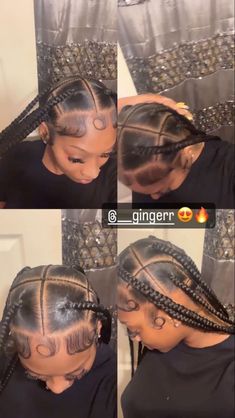 Back To School Hairstyles Braids 2023, Braided Hair Inspiration, Curly Weave Hairstyles With Braids, Pineapple Knotless Braids, 4 Knotless Braids Hairstyle, Hairstyles With One Pack Of Hair, Exotic Braids Hairstyles, Multiple Ponytail Hairstyles, Trending Braids 2024