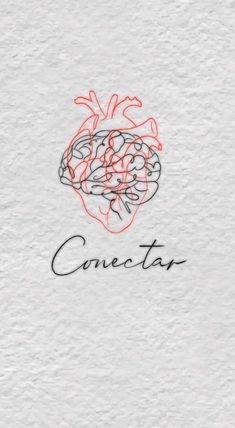 a drawing of a heart with the word conectar written in red on it